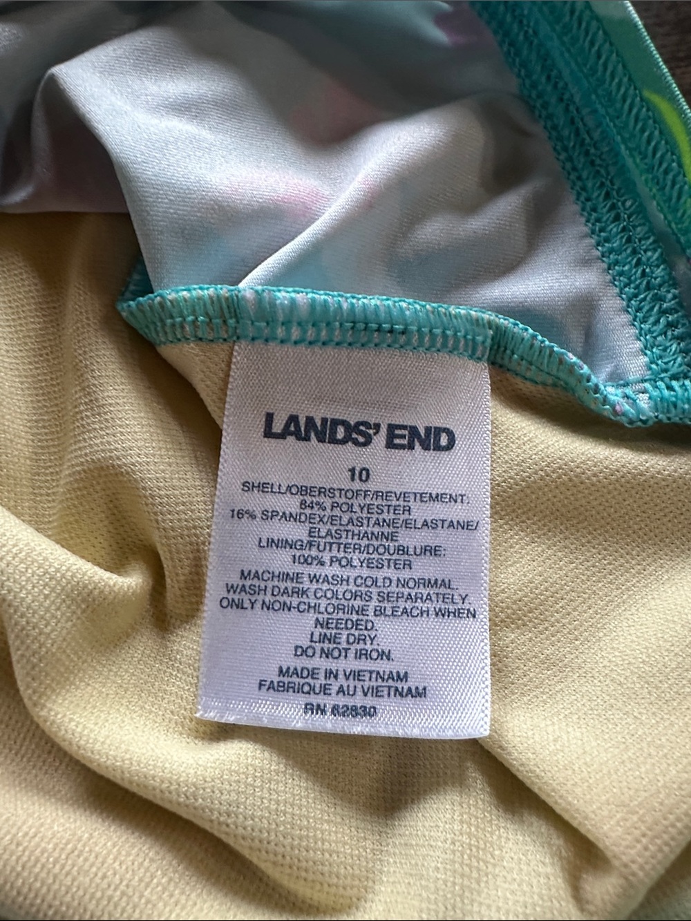 Lands' End Mint Floral One-Piece Swimsuit with Pink & Purple Blooms - Picture 2 of 3
